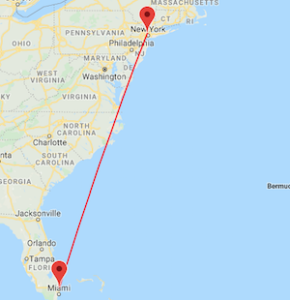 Teterboro NJ to Ft lauderdale map route